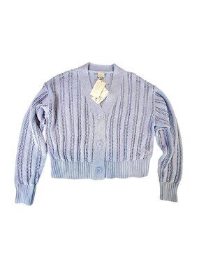 A New Day Womens Lavender Open-Knit Button-Front Cardigan Sweate rXS Lightweight